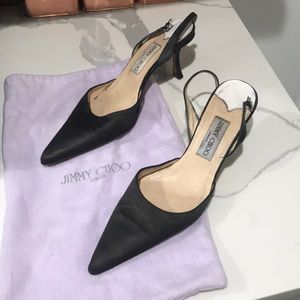 Black Satin Jimmy Choo kitten heels